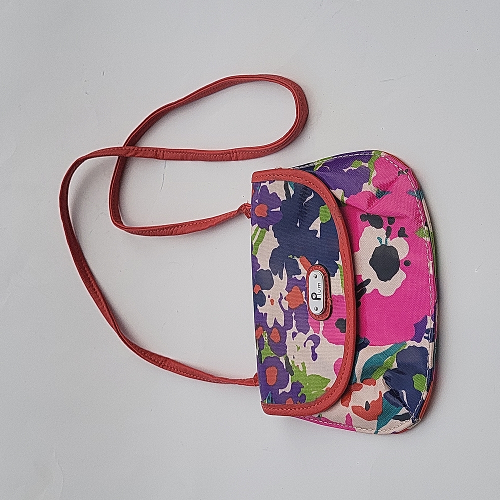 Plum women's handbag crossbody pouch multicolor small